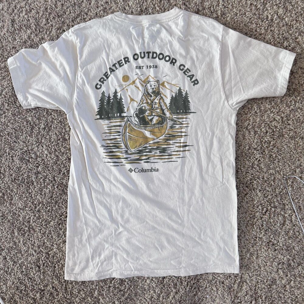 columbia men size small shirt top tee t-shirt cream
